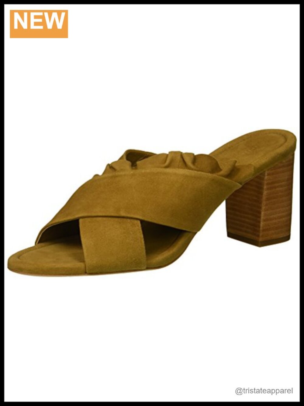 Suede Slip On Mule Block Heel Ankle Strap Heeled Sandal
